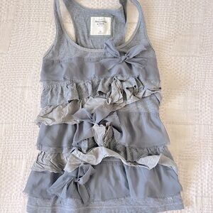 Abercrombie & Fitch Light Gray Ruffle Tank Top